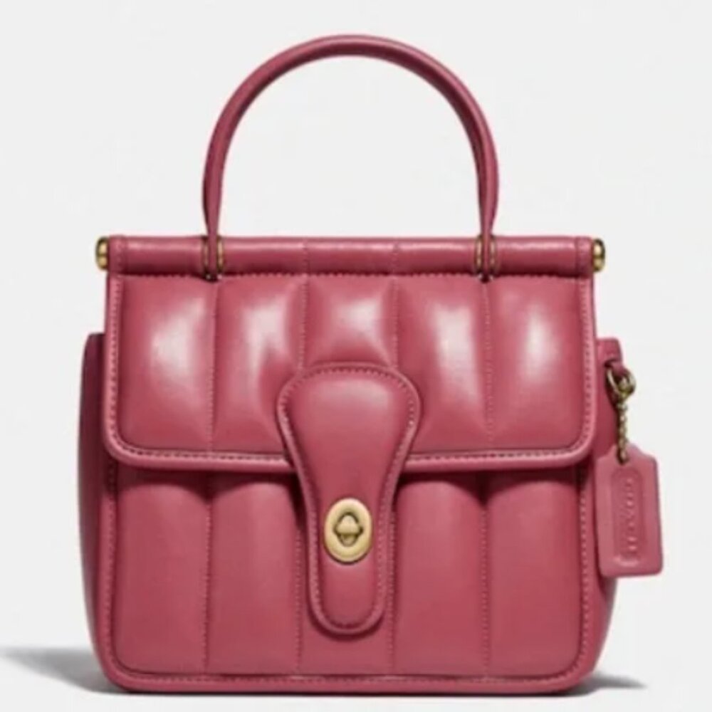 Coach Leather Willis Top Handle 18 With Quilting-B4/Rouge